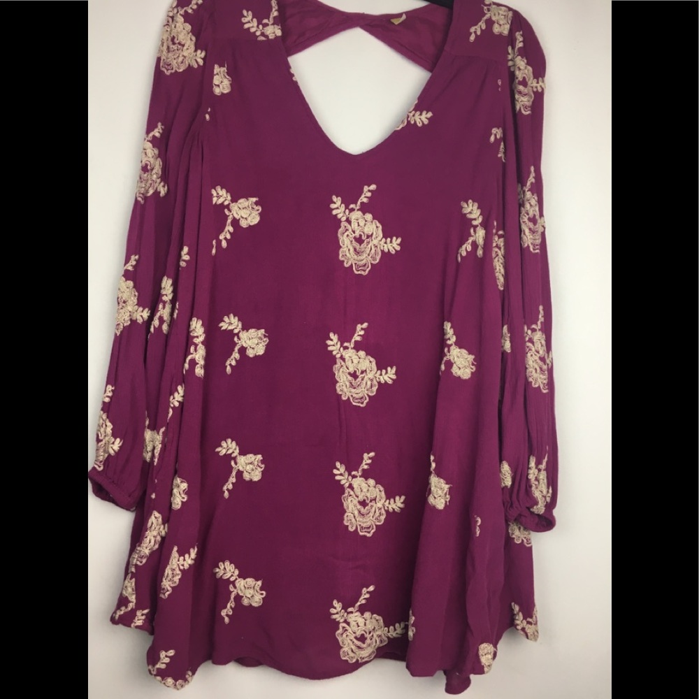 Free People V Neck Boho Floral Tunic Top/Dress